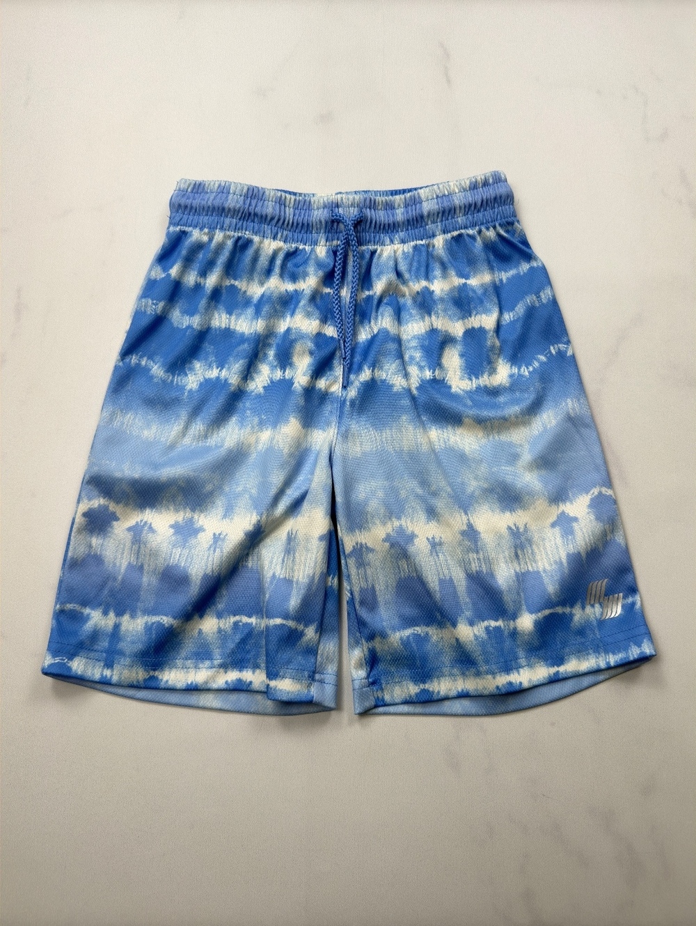 Children's Place Sport Athletic Blue Tie-Dye Palm Print Shorts - Boys M